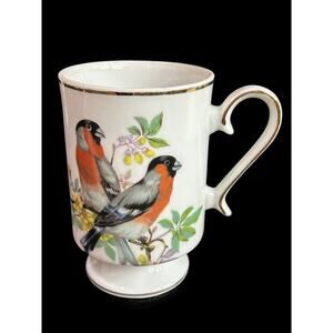 Royal Crown Pedestal Ceramic Bird Mug Gold Trim Orange Throat